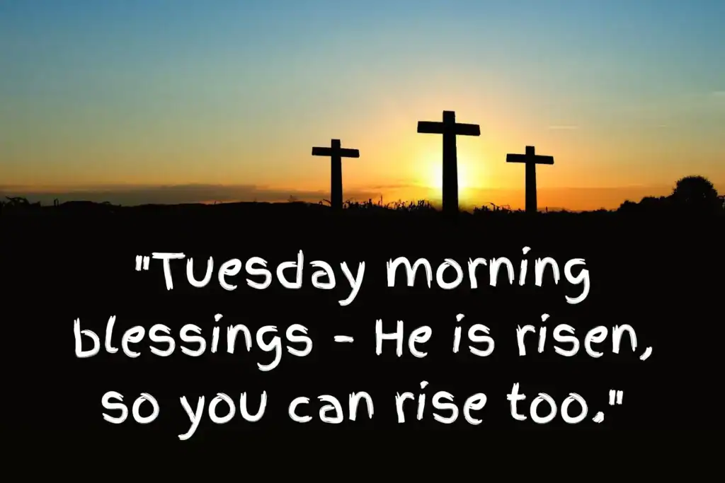 Happy Tuesday images with sunrise and blessing text